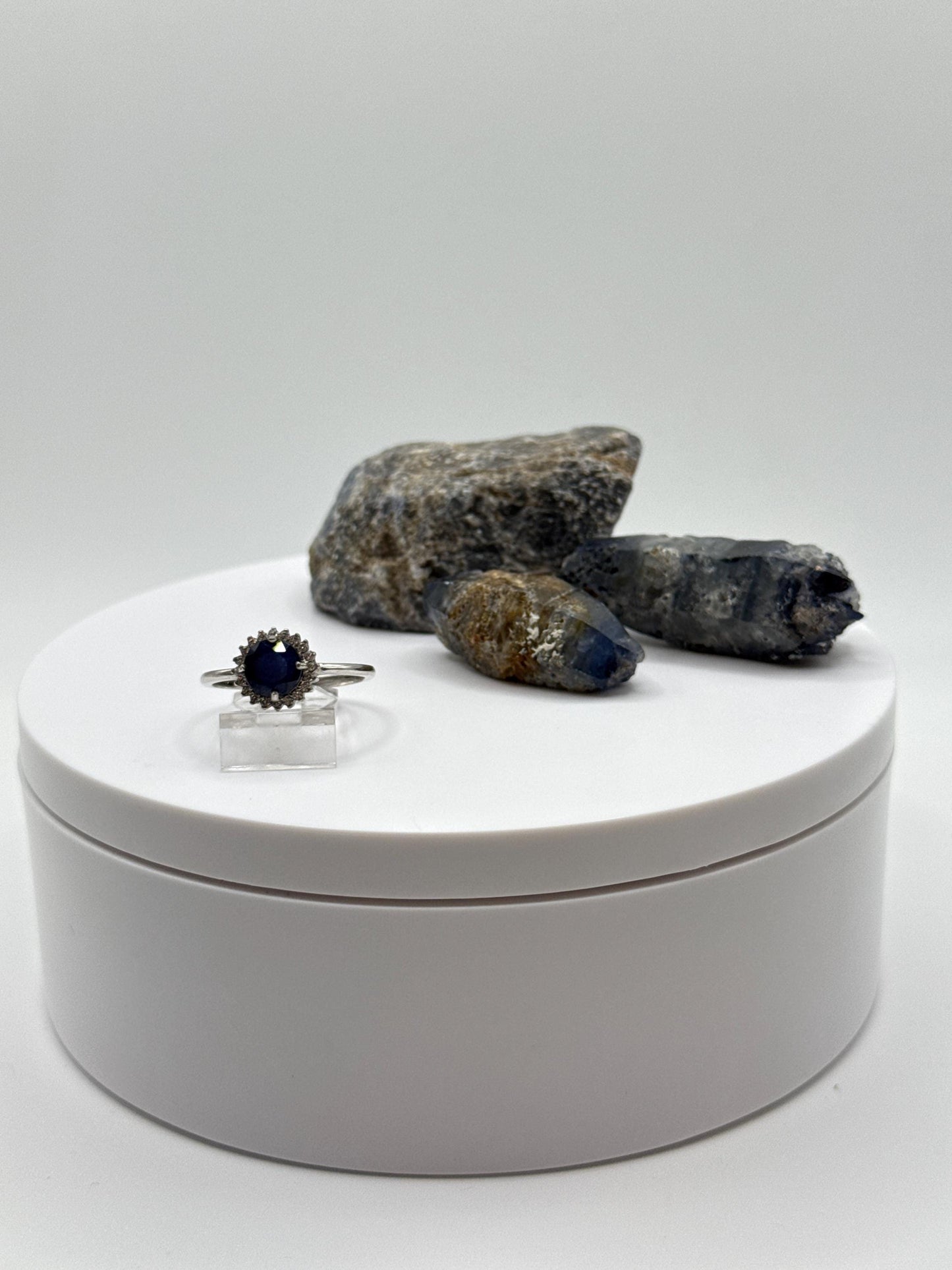 Blue Sapphire Ring | Genuine Sapphire Solitaire | Sterling Silver Gemstone Jewelry | September Birthstone - Size 8.5