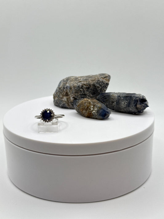 Blue Sapphire Ring | Genuine Sapphire Solitaire | Sterling Silver Gemstone Jewelry | September Birthstone - Size 8.5