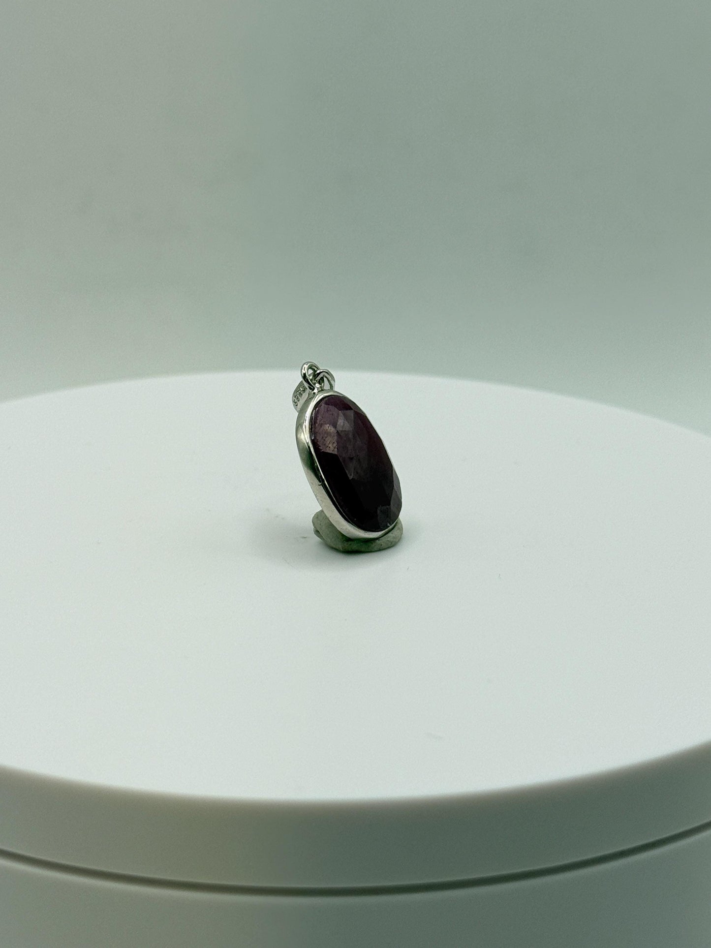 Natural Ruby Sterling Silver Pendant | July Birthstone