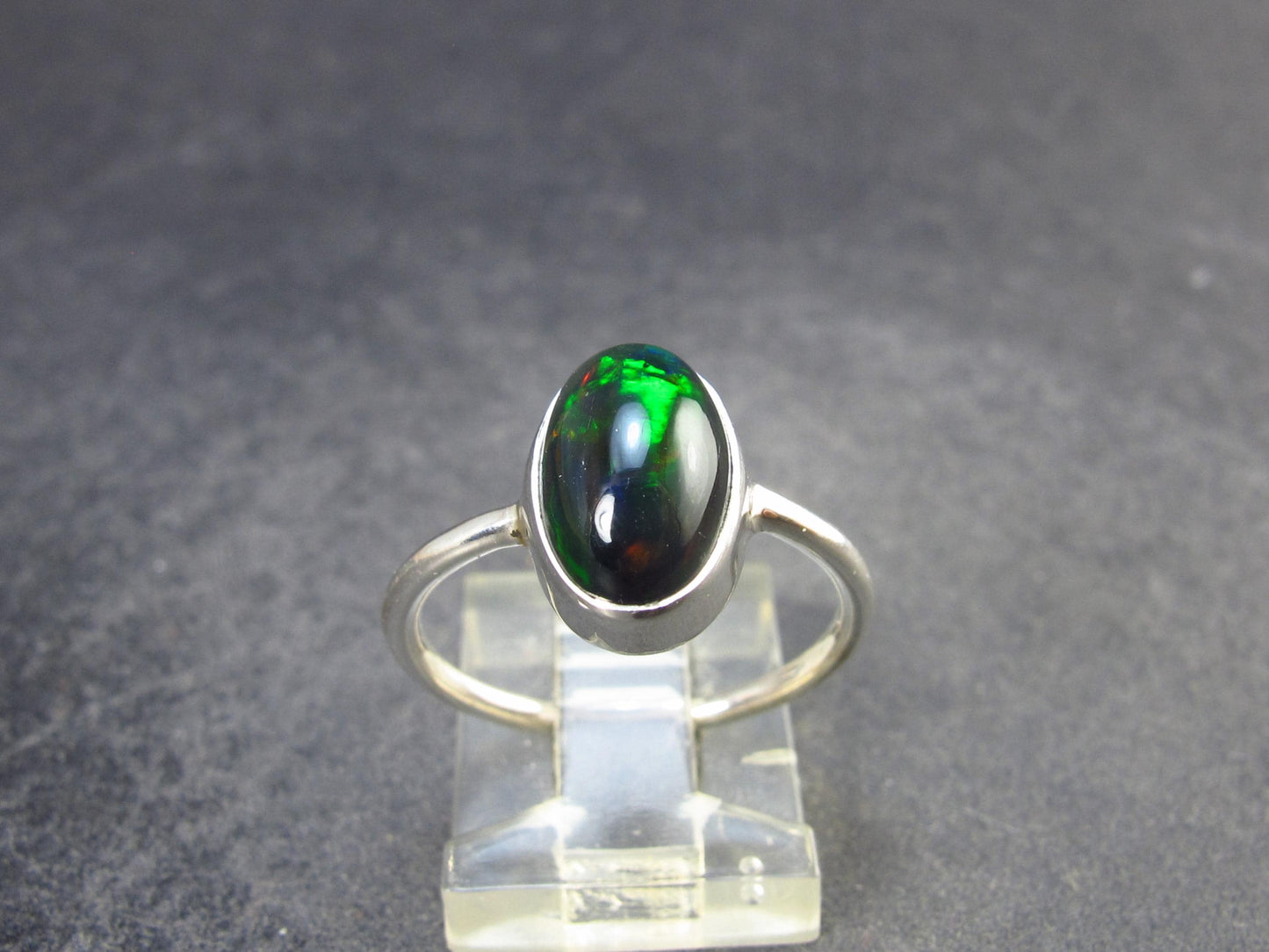 Rare Black Opal Sterling Silver Ring from Australia - Size 6.25 - 2.18 Grams