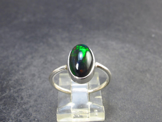 Rare Black Opal Sterling Silver Ring from Australia - Size 6.25 - 2.18 Grams