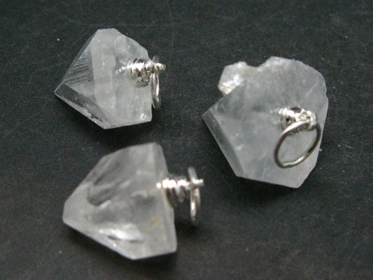 Lot of 3 Clear Apophylite Apophyllite Crystal Pendants From India