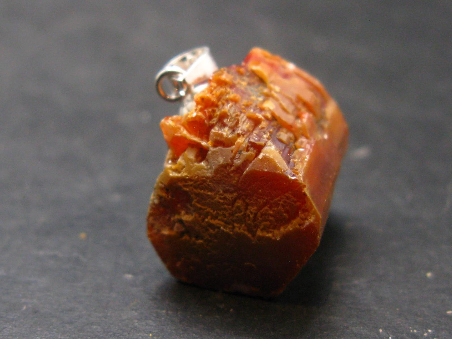 Vanadinite Crystal Silver Pendant From Morocco - 0.8" - 11.7 Grams