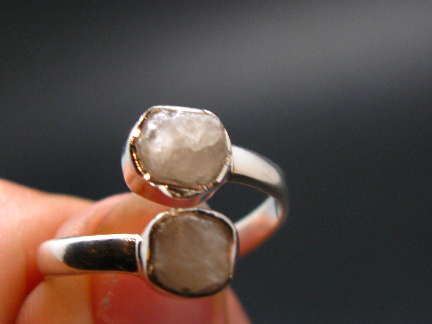 Very Rare White Cryolite 925 Silver Ring from Greenland - Size 8 - 2.47 Grams