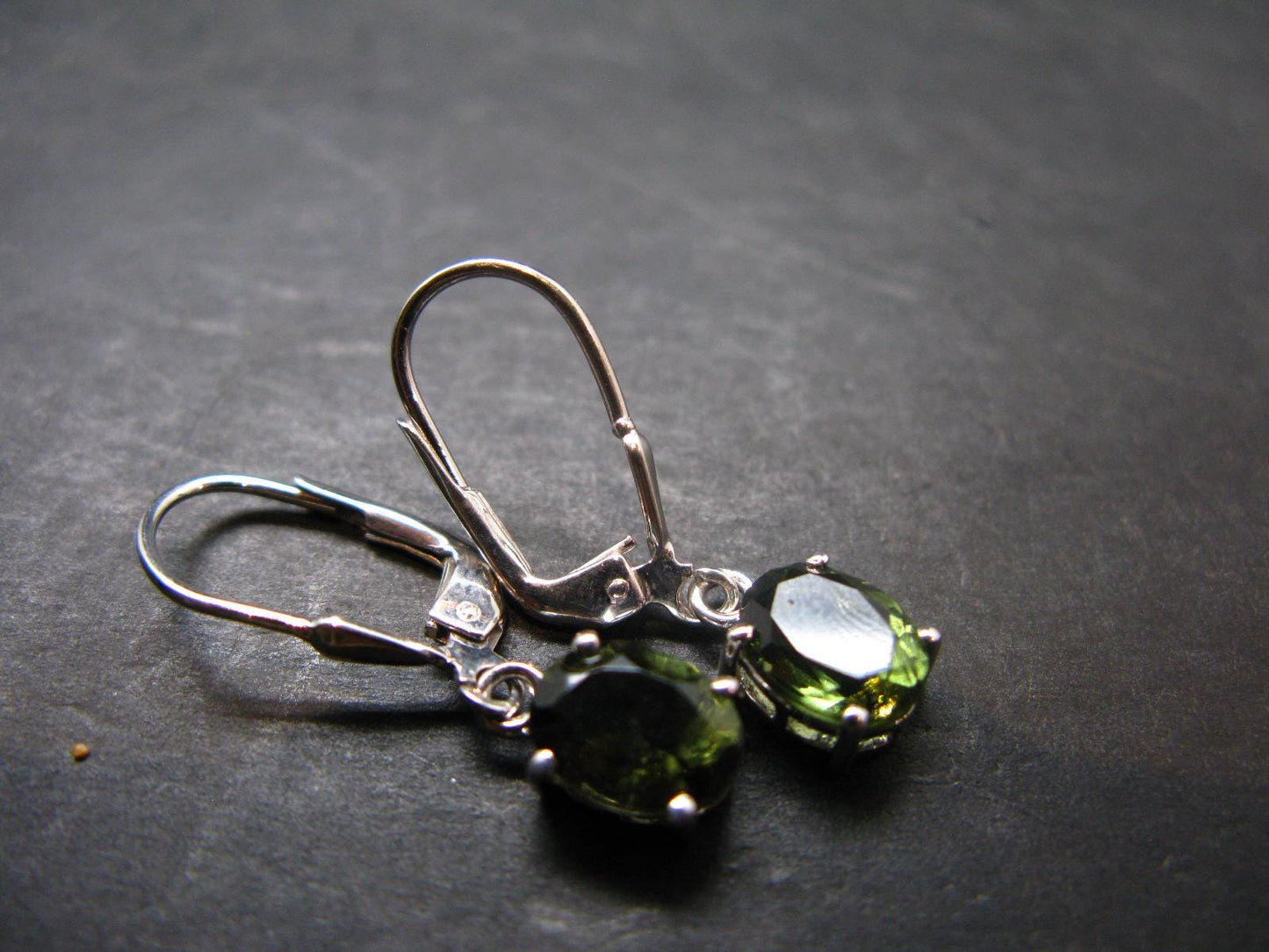 Moldavite Tektite Silver Earrings from Czech Republic - 1.95 Grams
