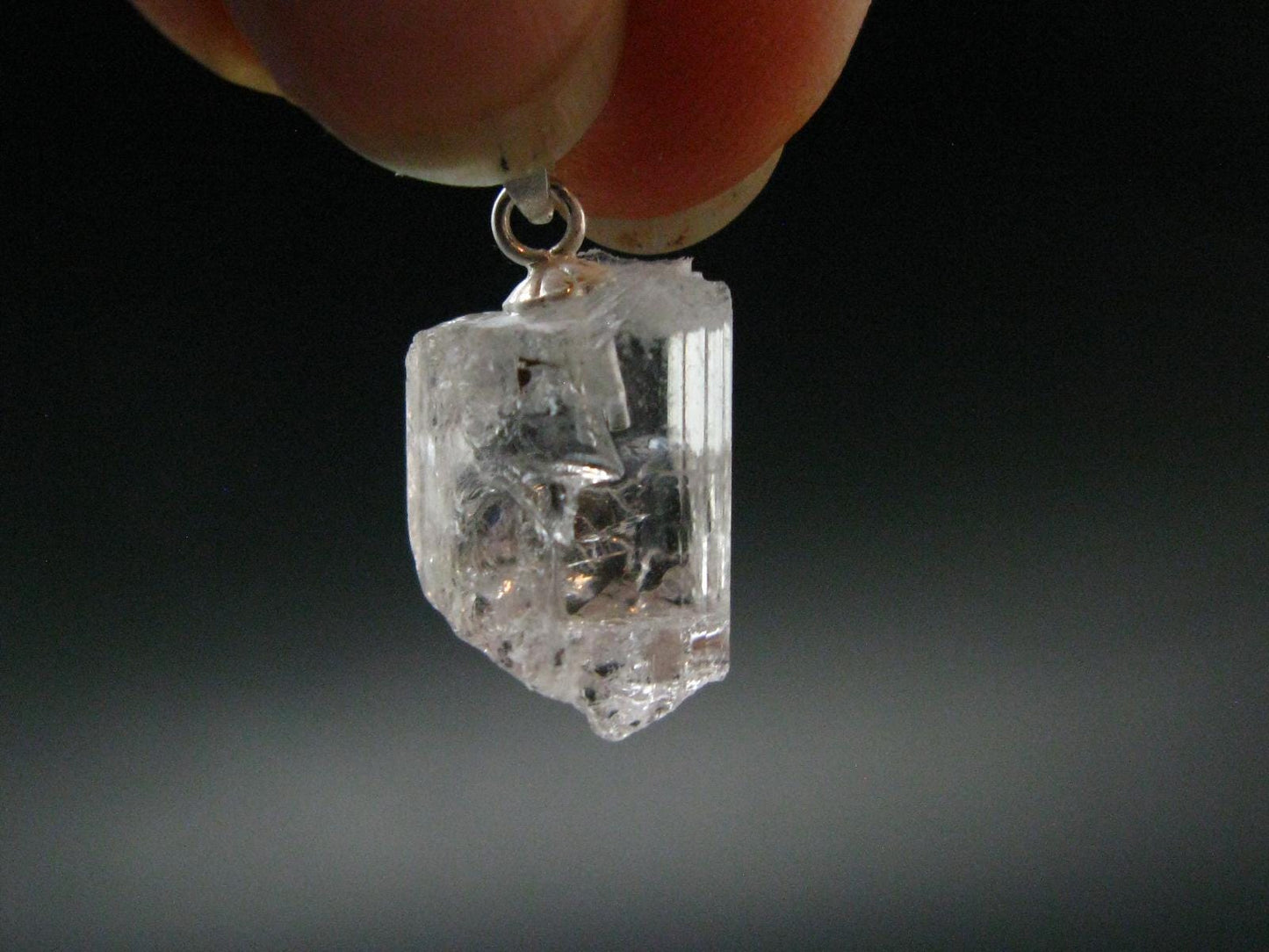 Nice Terminated Danburite Crystal Silver Pendant from Russia - 0.9" - 2.14 Grams