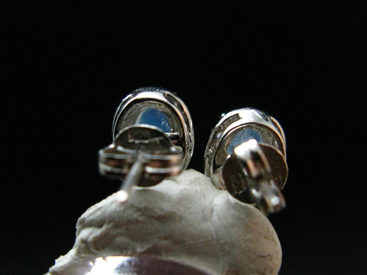 Moonstone Stud Earrings In Sterling Silver From India - 2.63 Grams