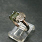 Moldavite Tektite and Herkimer Diamond Silver Ring - Size 8 - 2.34 Grams