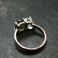 Moldavite Tektite and Herkimer Diamond Silver Ring - Size 8 - 2.34 Grams