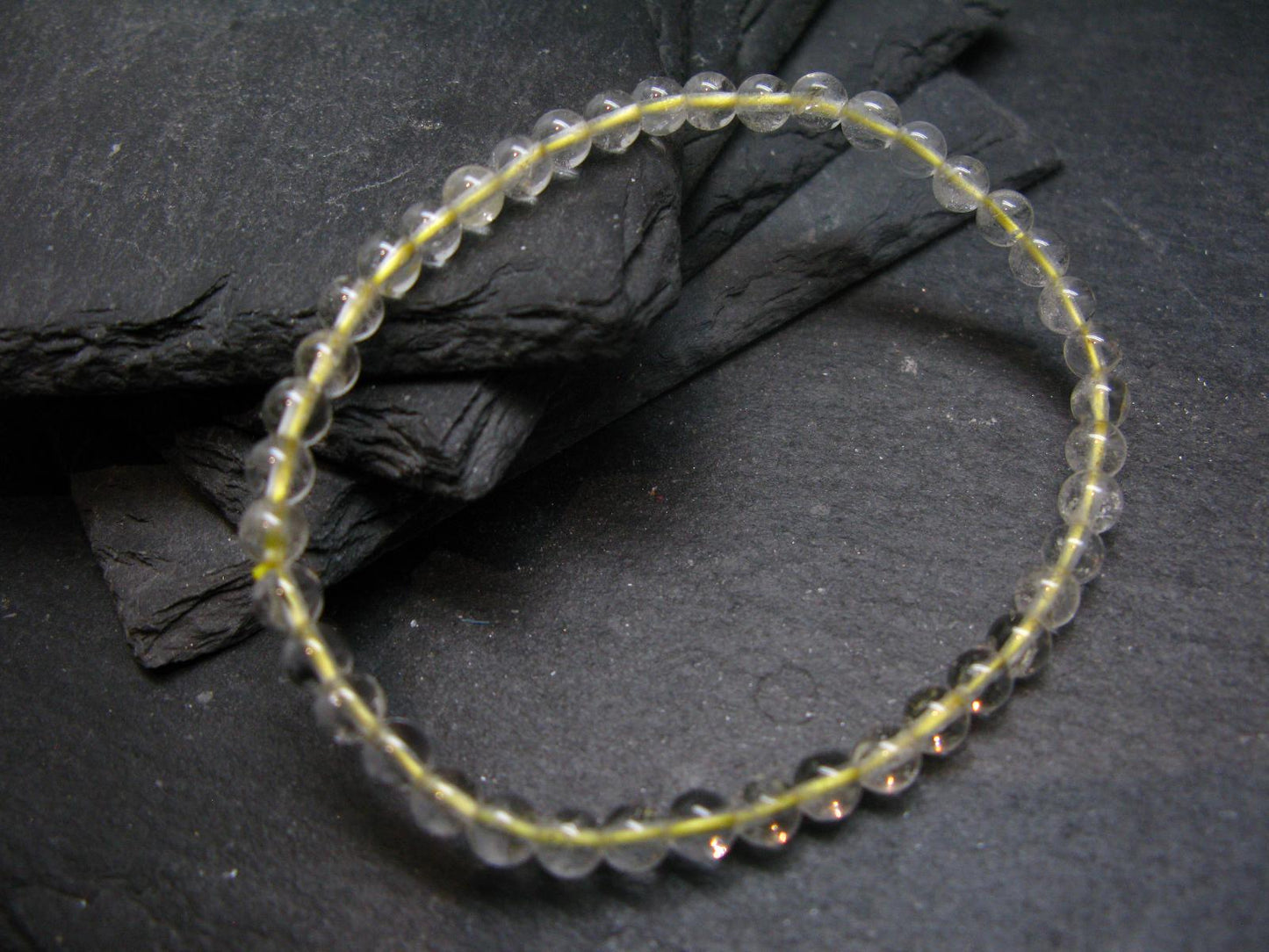 Libyan Tektite Glass Genuine Bracelet ~ 7 Inches ~ 4mm Round Beads