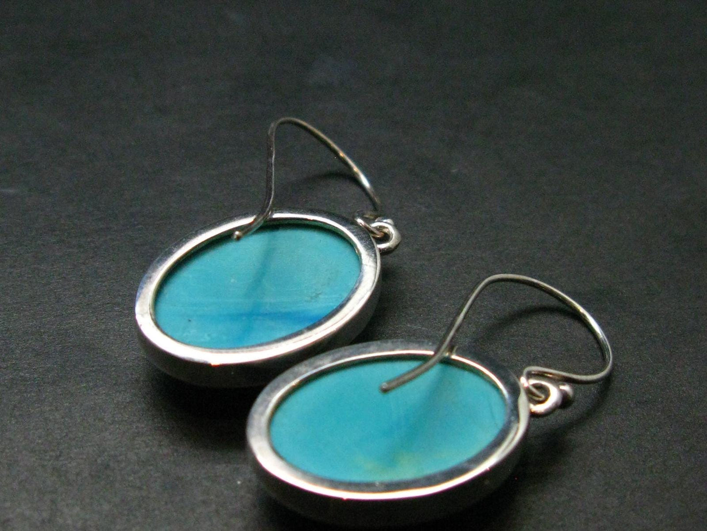 Nice Raw Natural Turquoise Sterling Silver Earrings from Mexico - 6.0 Grams