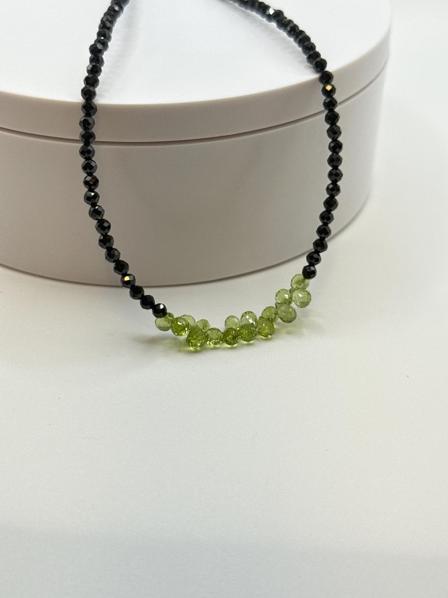 Peridot and Black Spinel Necklace | August Birthstone Jewelry