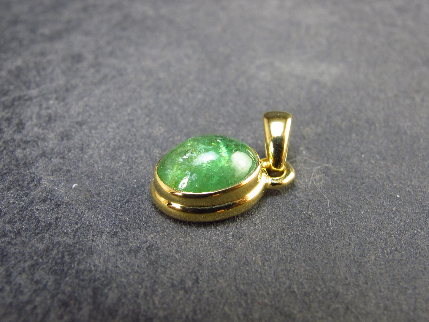 Tsavorite Green Garnet Gold Plated Silver Pendant from Tanzania - 0.7" - 1.76 Grams