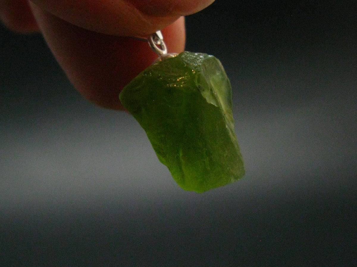 Peridot Olivine Pendant in SS From Arizona - 0.8" - 2.89 Grams