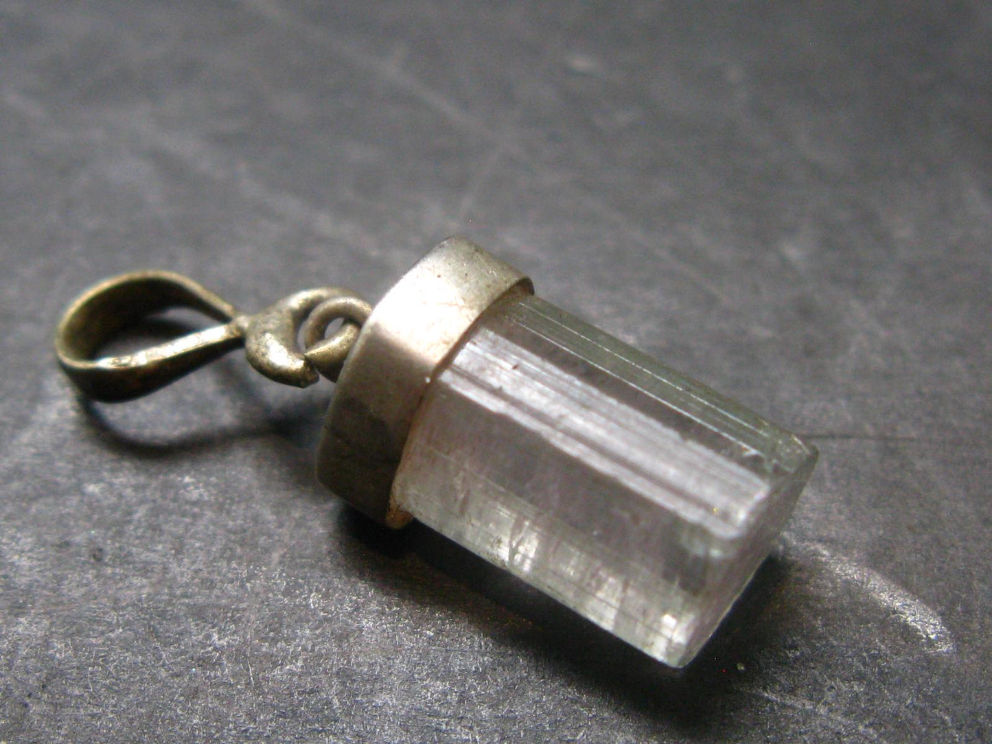 Rare Gem Watermelon Gem Tourmaline Crystal Silver Pendant From Brazil - 1.0"
