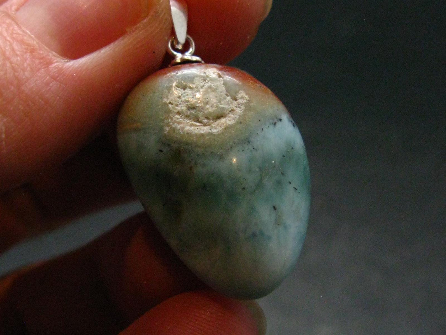 Rare Blue Larimar Pectolite Silver Pendant From Dominican Republic - 1.2" - 5.68 Grams