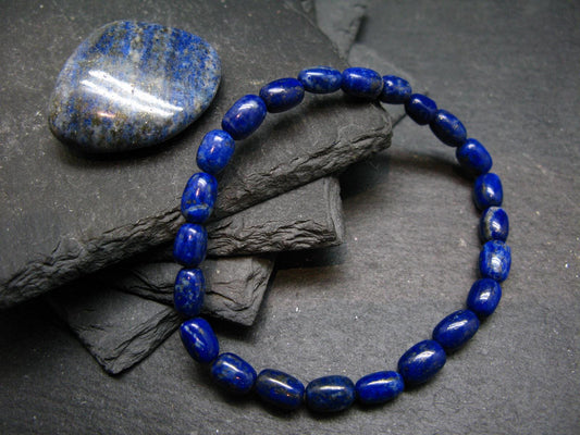 Lapis Lazuli Lazurite Genuine Bracelet ~ 7 Inches ~ 8mm Tube Beads