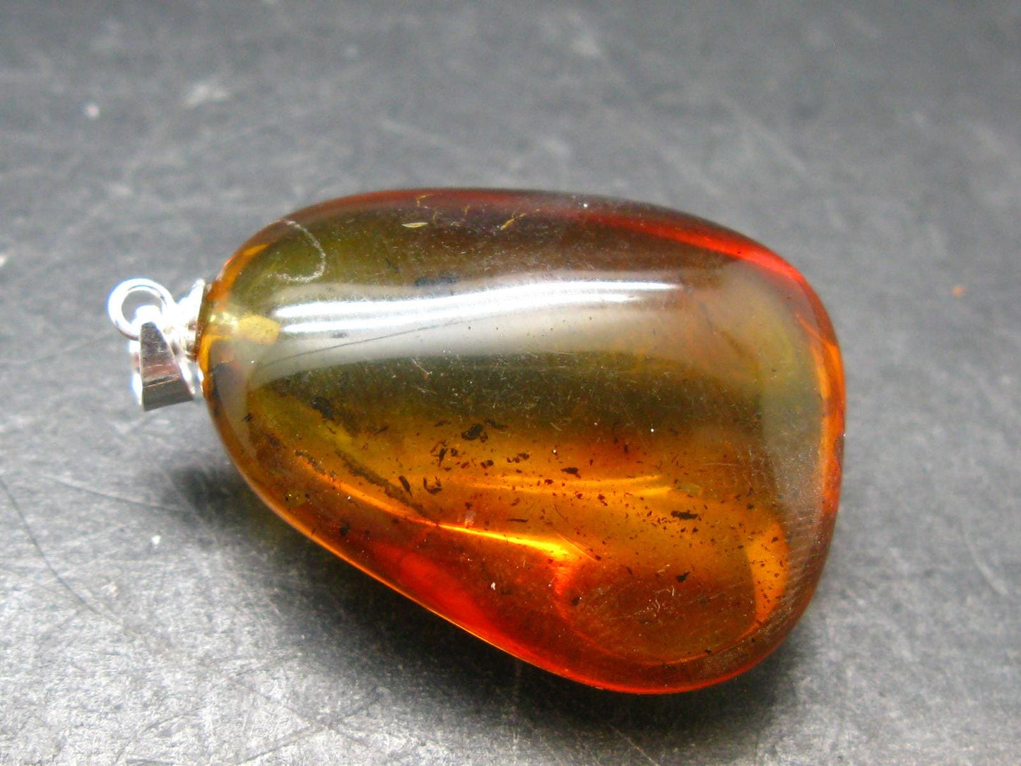 Natural Insects in Baltic Amber 925 Silver Pendant from Poland - 1.5" - 5.07 Grams