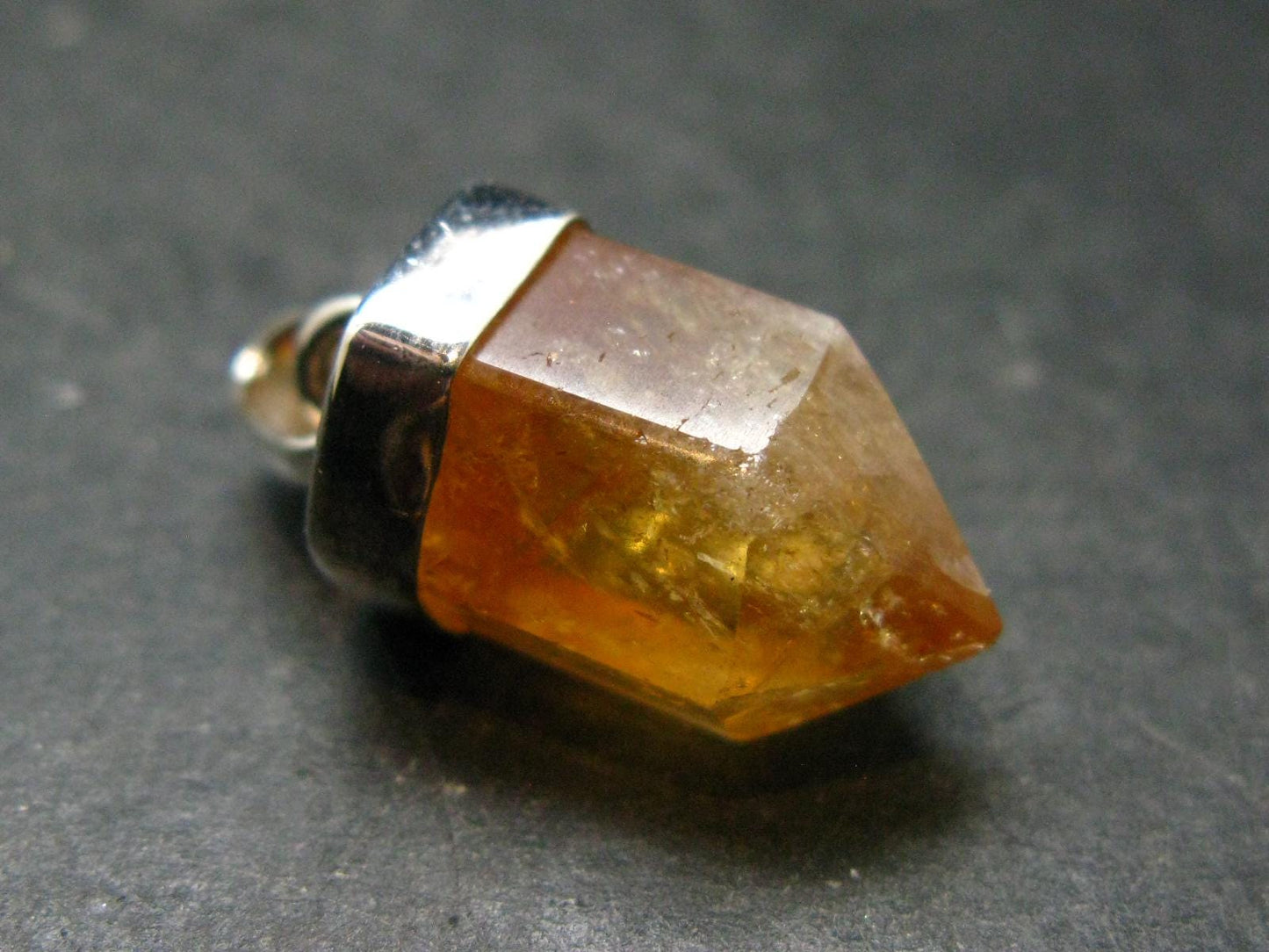 Yellow Citrine Sterling Silver Pendant from Brazil - 1.2" - 5.74 Grams