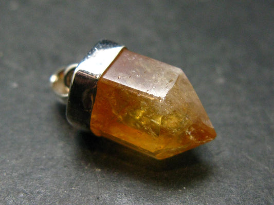 Yellow Citrine Sterling Silver Pendant from Brazil - 1.2" - 5.74 Grams