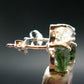 Moldavite & Herkimer Diamond Silver Stud Earrings - 0.7" - 2.55 Grams