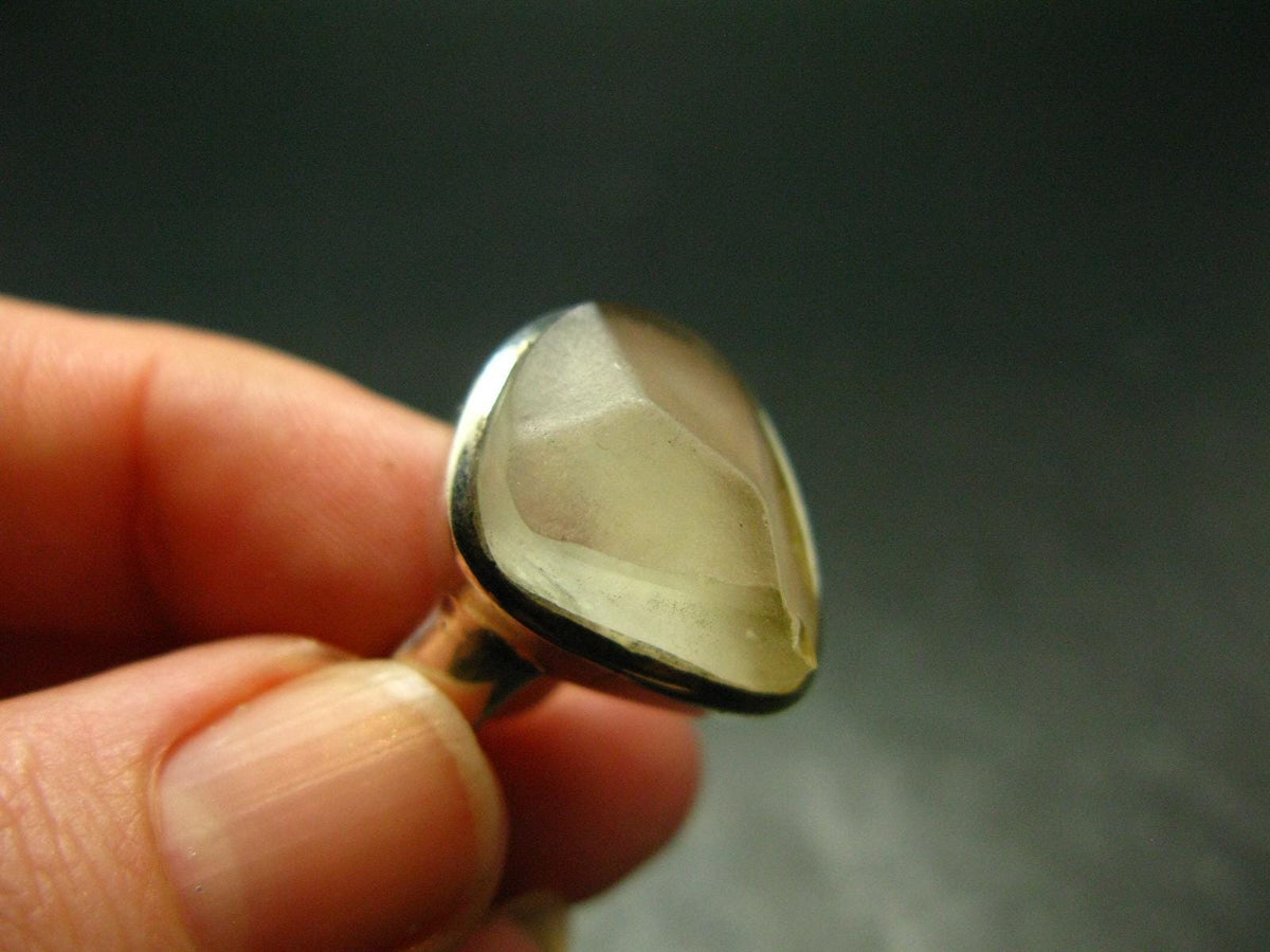 Natural Gem Raw Libyan Desert Glass Tektite Sterling Silver Ring from Libya - Size 6 - 9.03 Grams