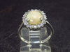 Flashes of Lightning!! Natural Cabochon Opal 925 Sterling Silver Ring with CZ from Ethiopia - Size 5.5 - 2.42 Grams