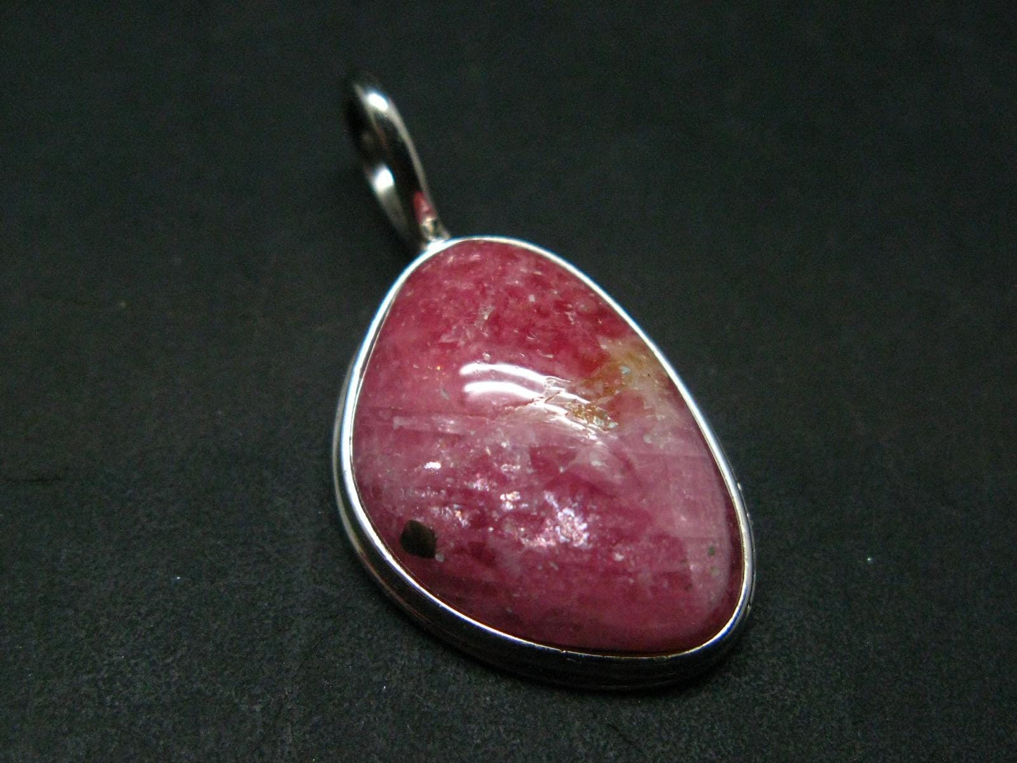 Rare Rhodochrosite Sterling Silver Pendant From Alma Colorado - 1.3" - 5.82 Grams