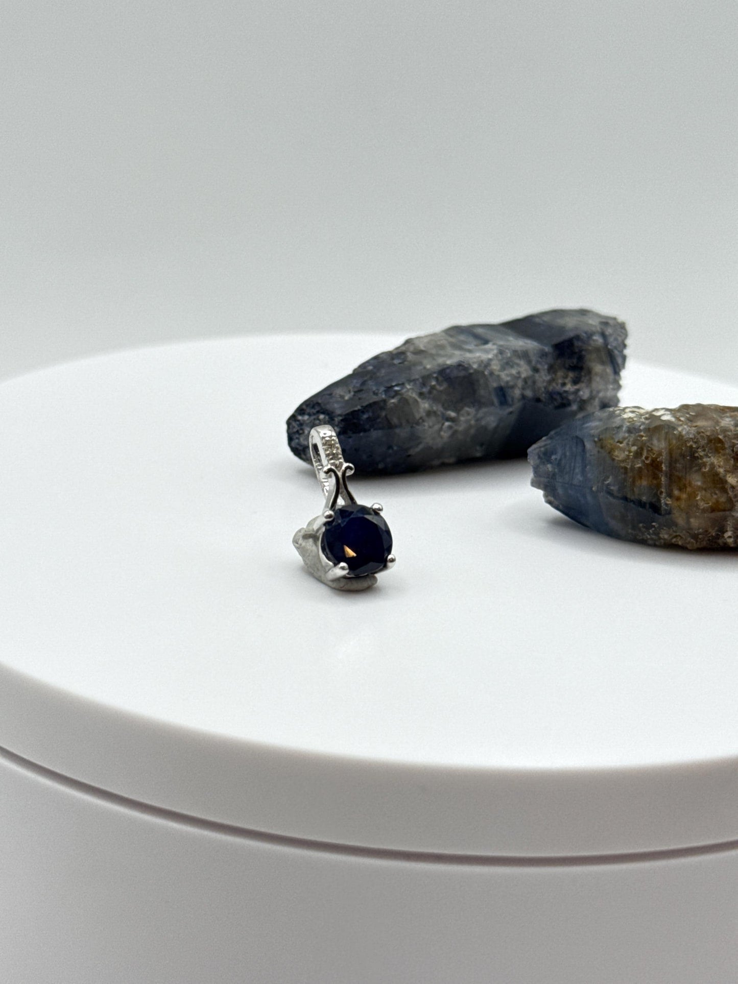 Natural Sapphire Sterling Silver Pendant | September Birthstone Necklace