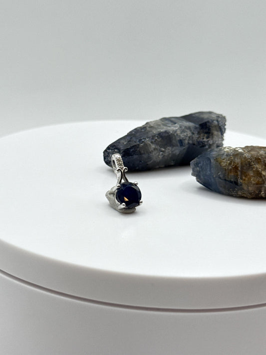 Natural Sapphire Sterling Silver Pendant | September Birthstone Necklace