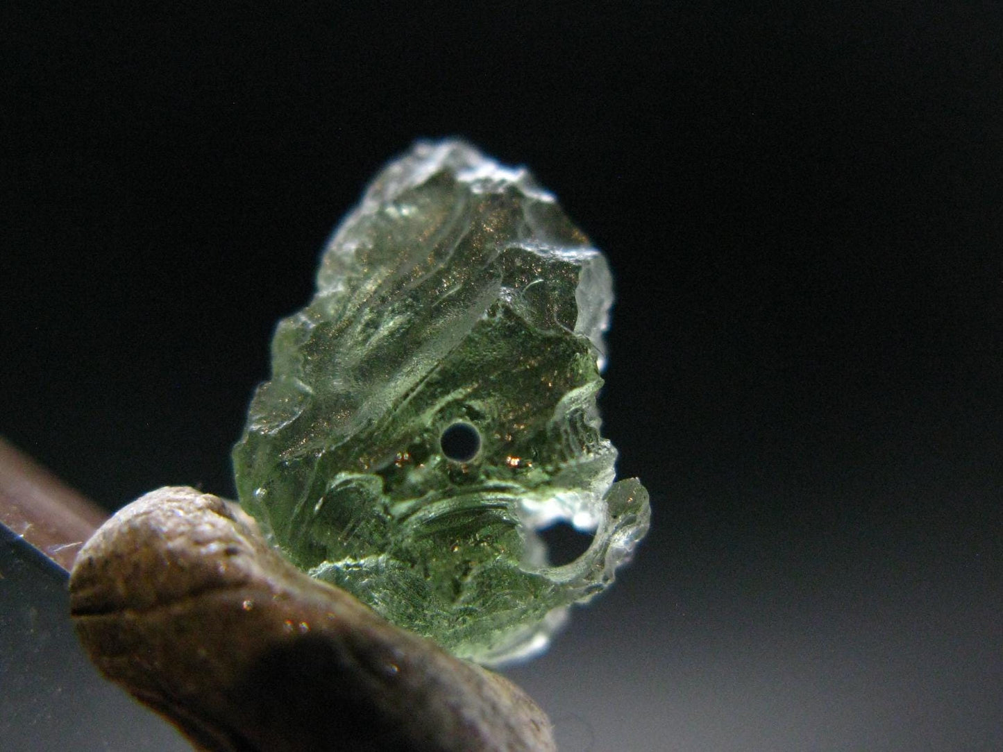 Moldavite Tektite Raw Bead from Czech Republic - 10 mm - 2.40 Carats