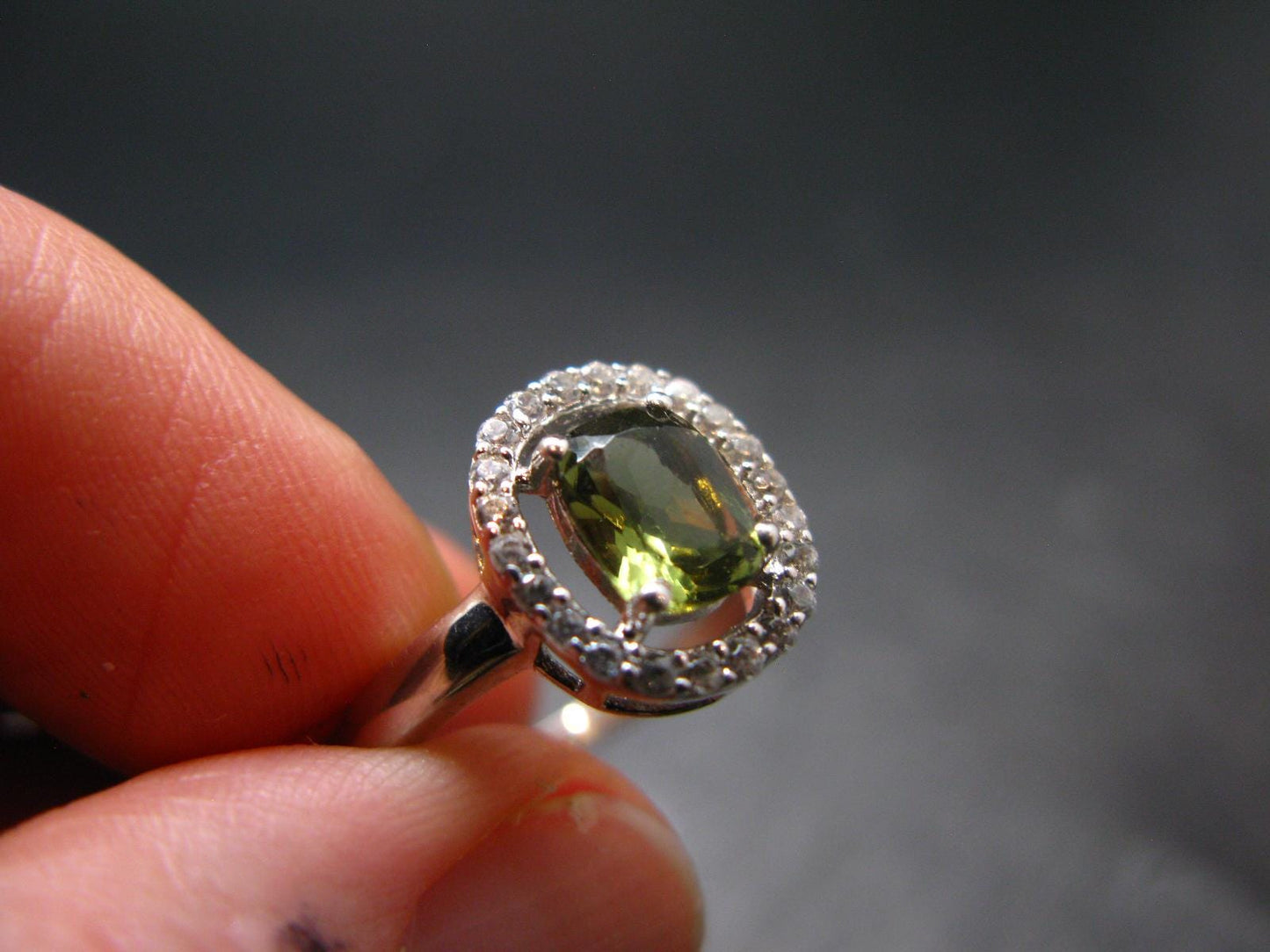 Moldavite Sterling Silver Ring From Czech Republic - Size 7.25 - 2.44 Grams