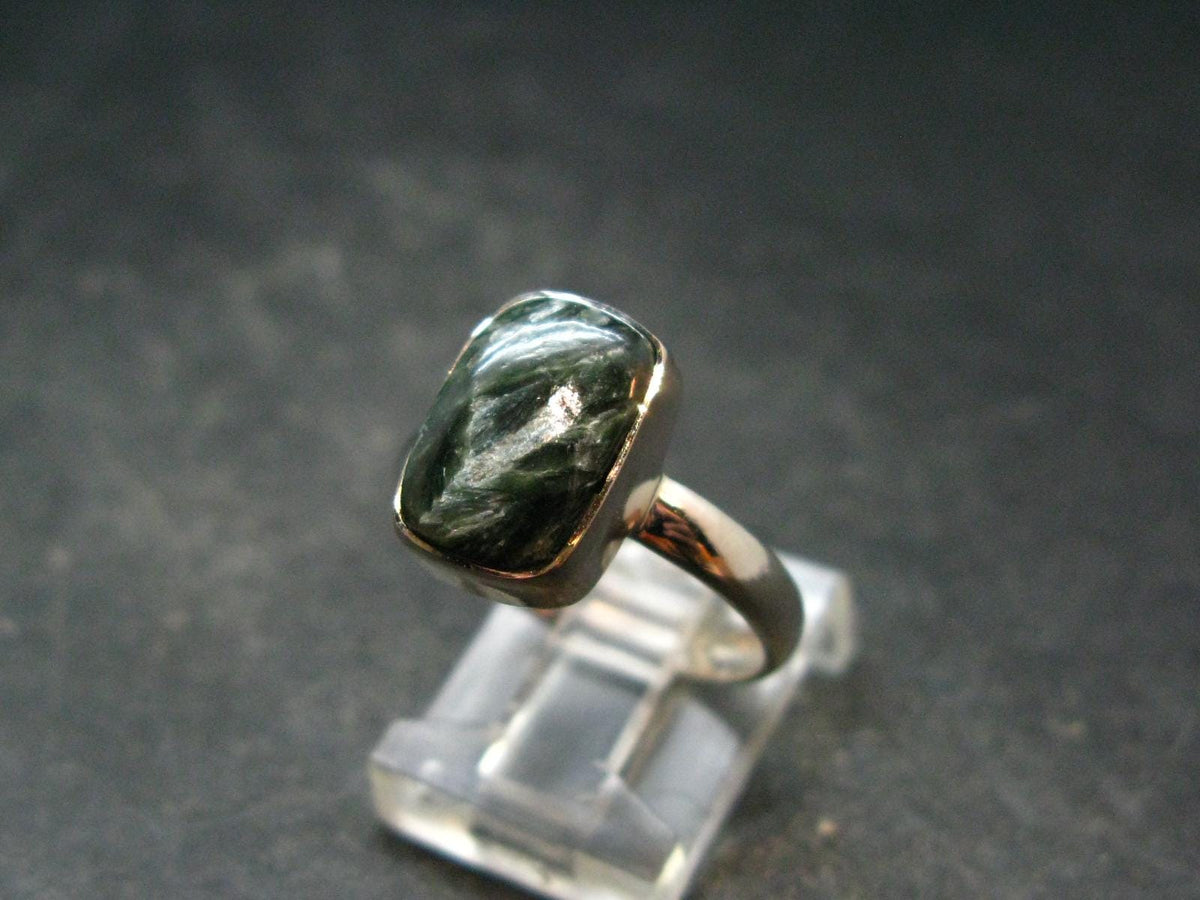 Seraphinite Clinochlore Angel Wings 925 Silver Ring From Russia - 2.70 Grams - Size 8