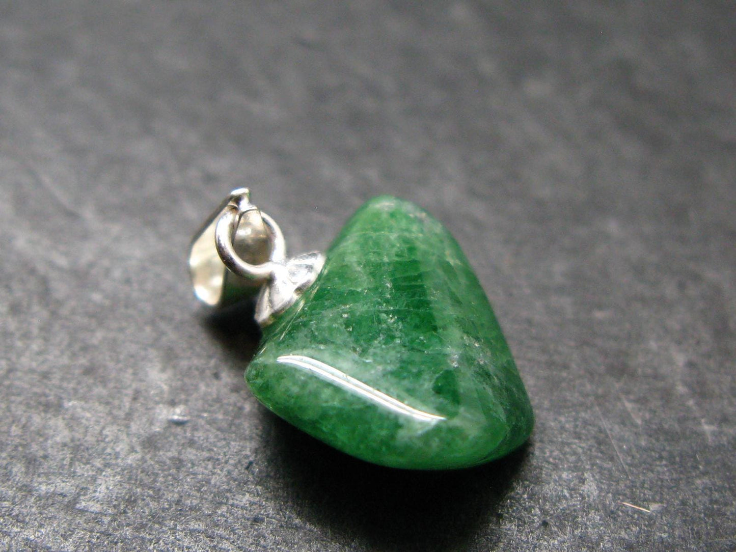 Tsavorite Gem Green Garnet Sterling Silver Pendant From Tanzania - 0.7" - 1.40 Grams