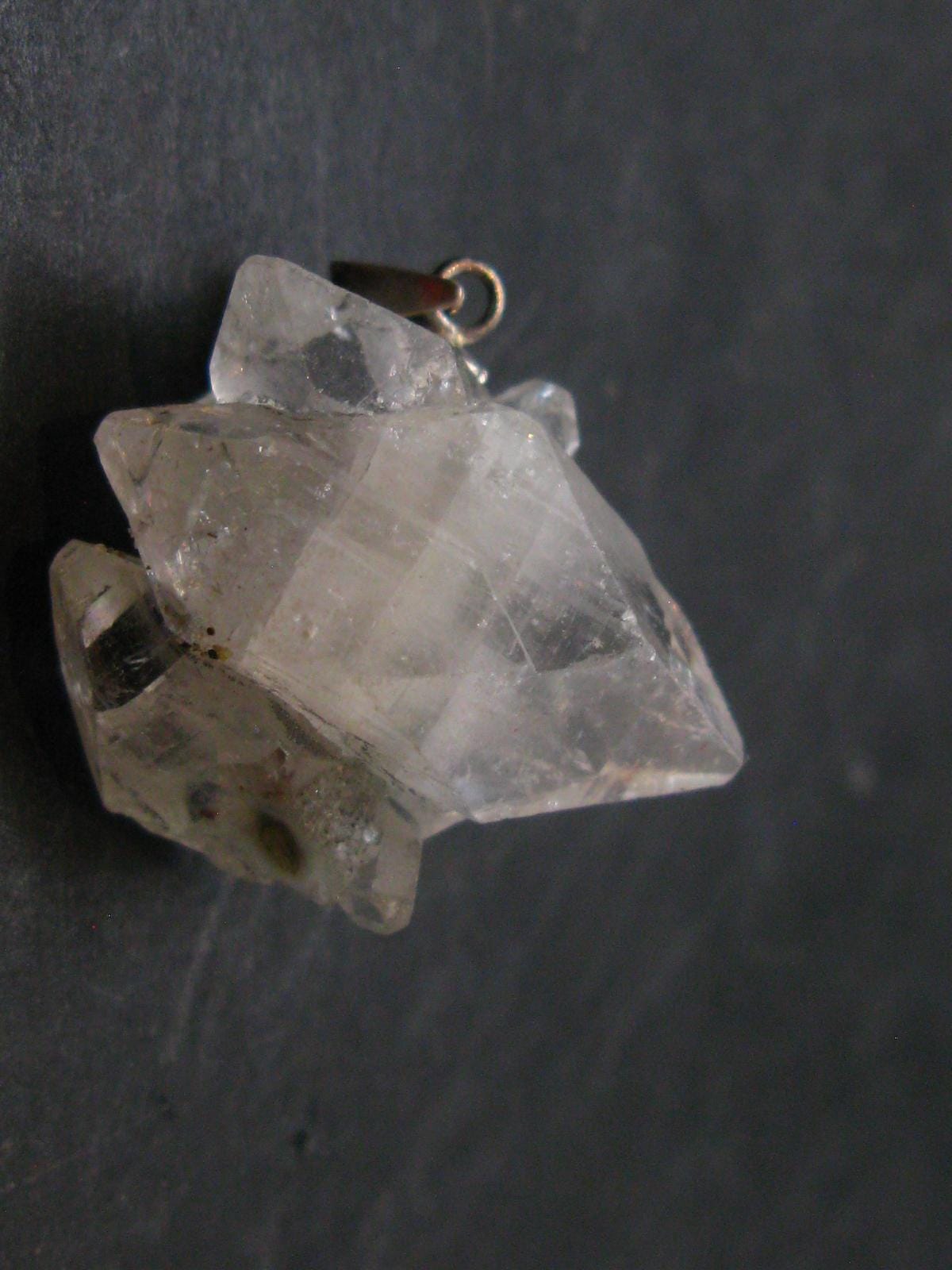 Clear Apophylite Apophyllite Crystal Silver Pendant From India - 1.0" - 6.20 Grams