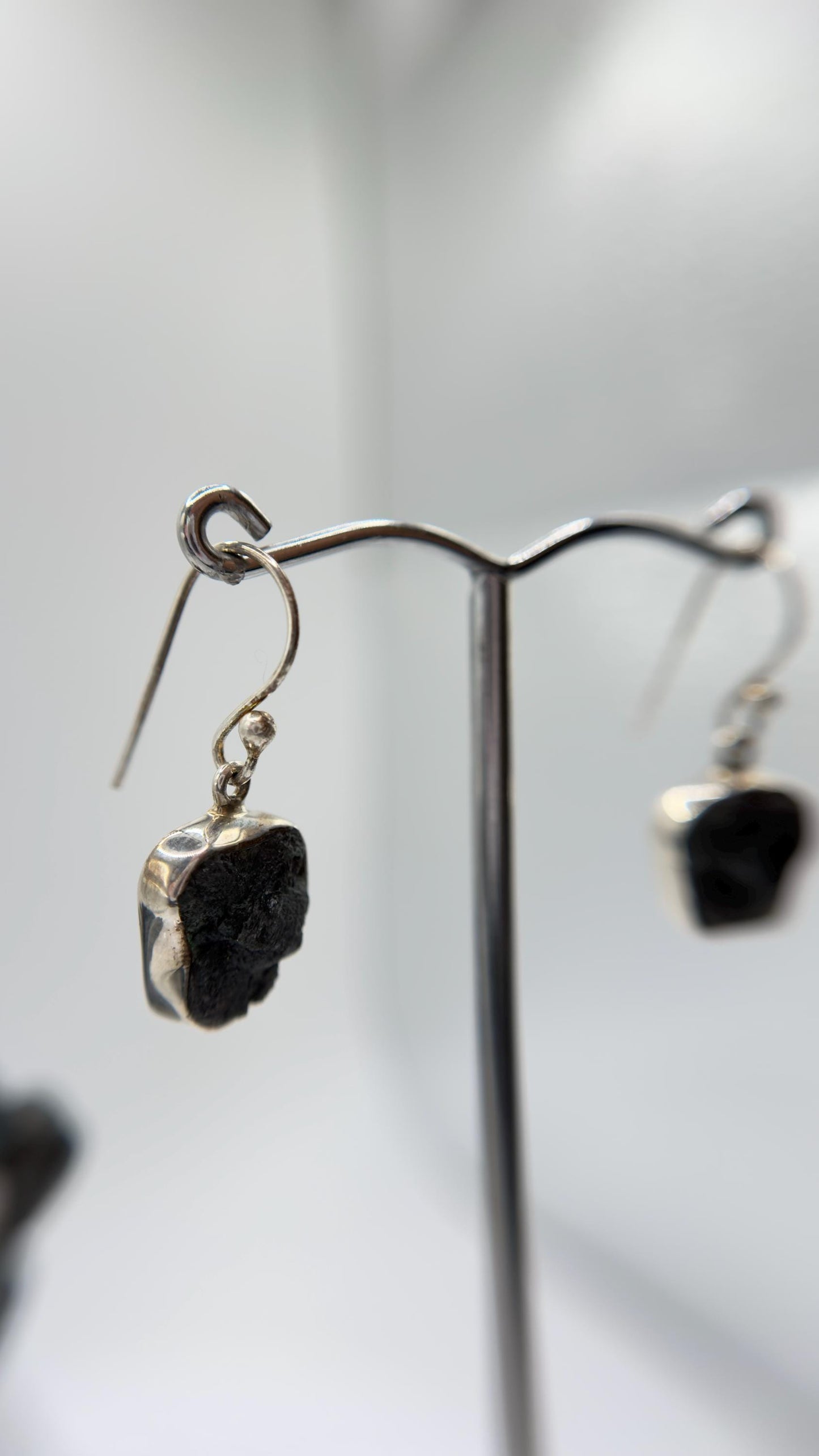 Alexandrite Drop Earrings Raw Color Change Stone Silver Dangle Earrings June Birthstone Jewelry