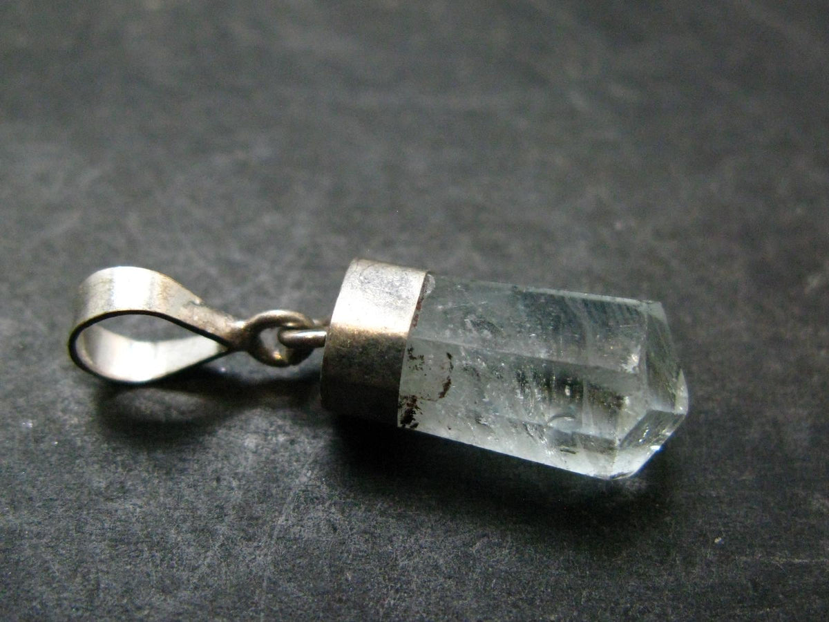 Stunning Genuine Aquamarine Gem Sterling Silver Pendant From Pakistan - 1.0" - 1.64 Grams