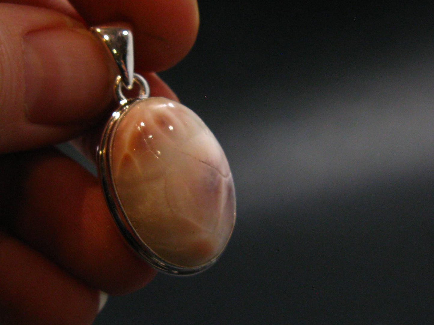 Natrolite Silver Plated Pendant Necklace From Indonesia - 1.3" - 4.81 Grams