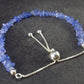 Natural Tumbled Tanzanite Zoisite Bead Silver Bracelet from Tanzania - Size Adjustable - 5.25 Grams