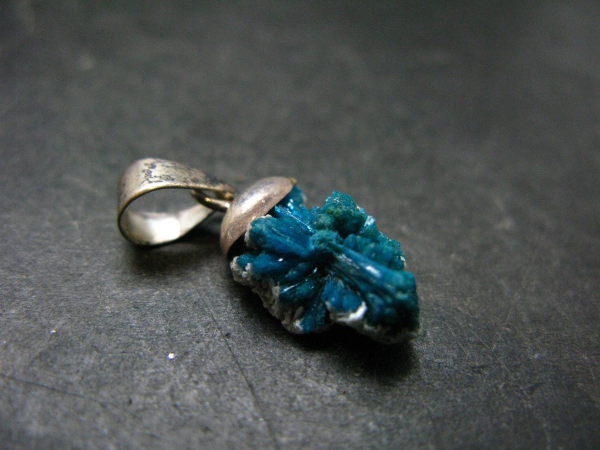 Cavansite Crystal Pendant In Sterling Silver From India - 1.0" - 1.38 Grams