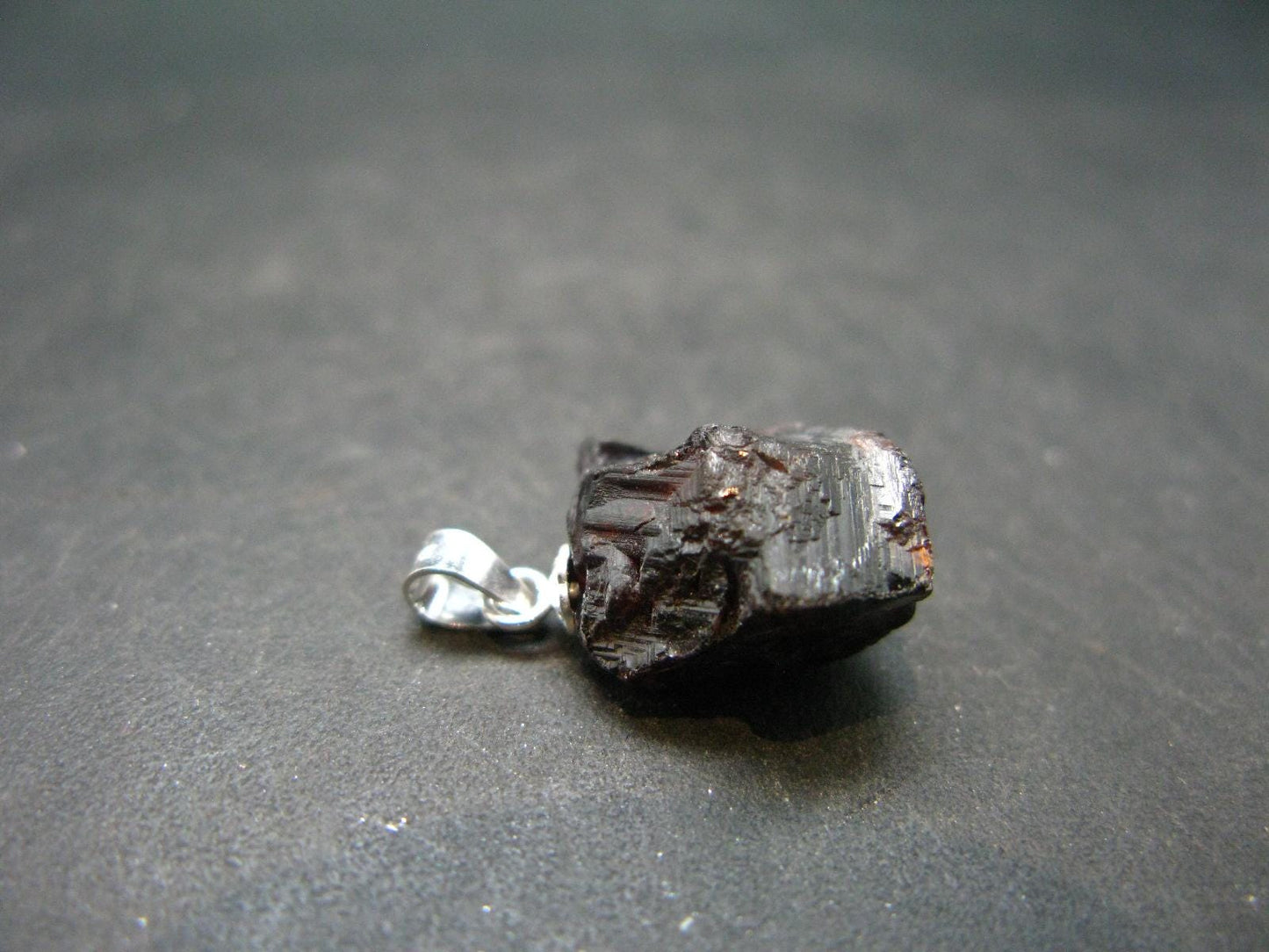 Gem Spessartine Spessartitne Garnet Pendant in SS From Brazil - 0.8" - 3.25 Grams
