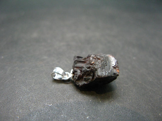 Gem Spessartine Spessartitne Garnet Pendant in SS From Brazil - 0.8" - 3.25 Grams