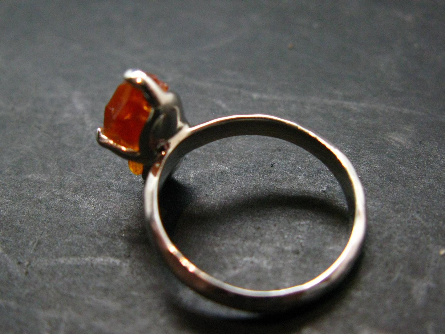 Fire Red Zincite Zinkite 925 Silver Ring from Poland - Size 5 - 2.66 Grams