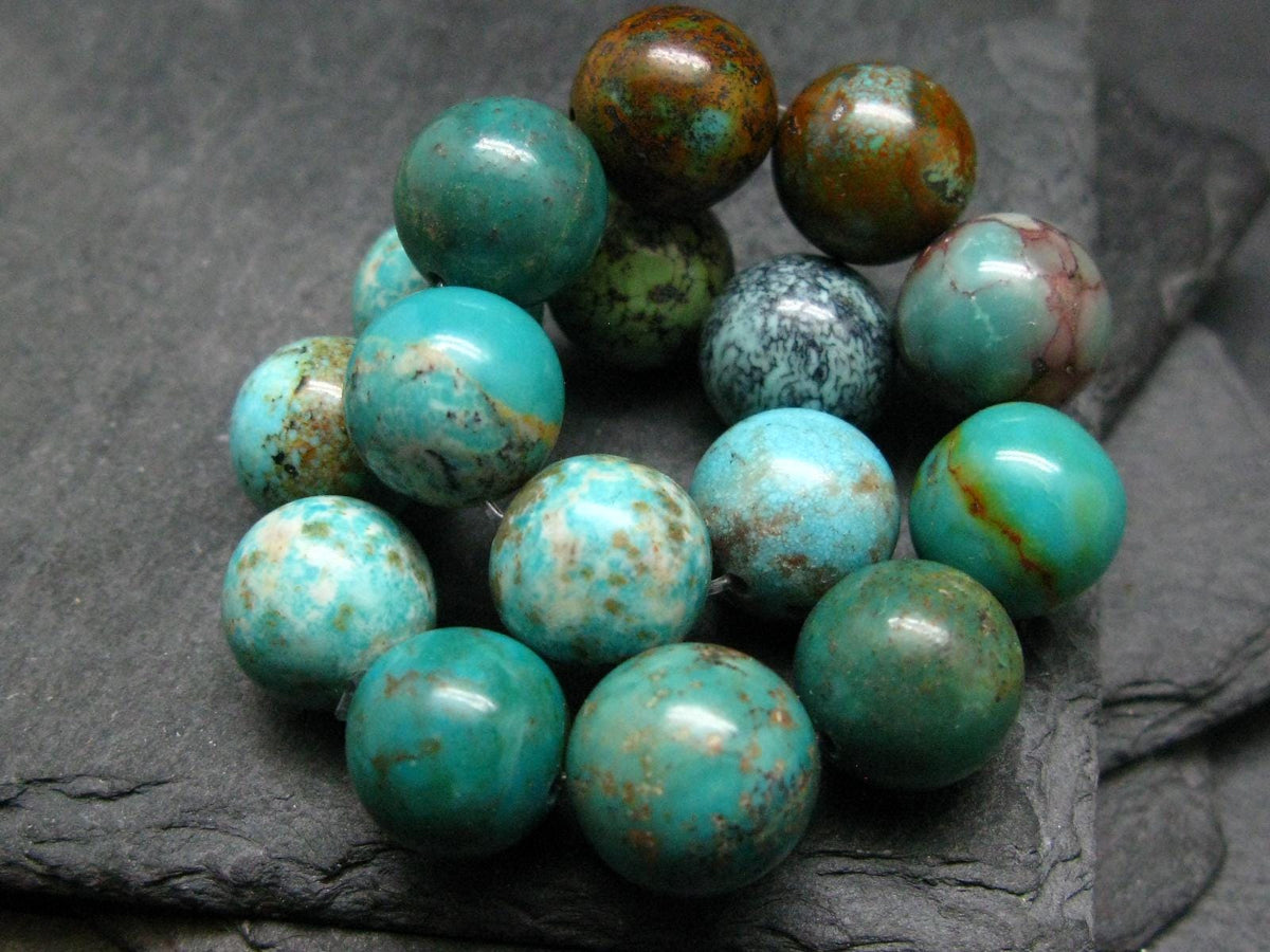 Turquoise Genuine Untreated Bracelet ~ 7 Inches ~ 12mm Round Beads
