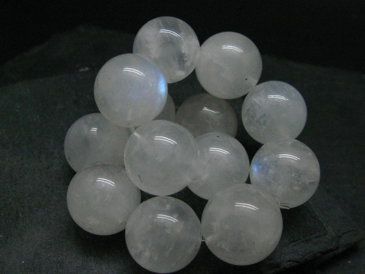 Moonstone Genuine Bracelet ~ 7.5 Inches ~ 20mm Round Beads