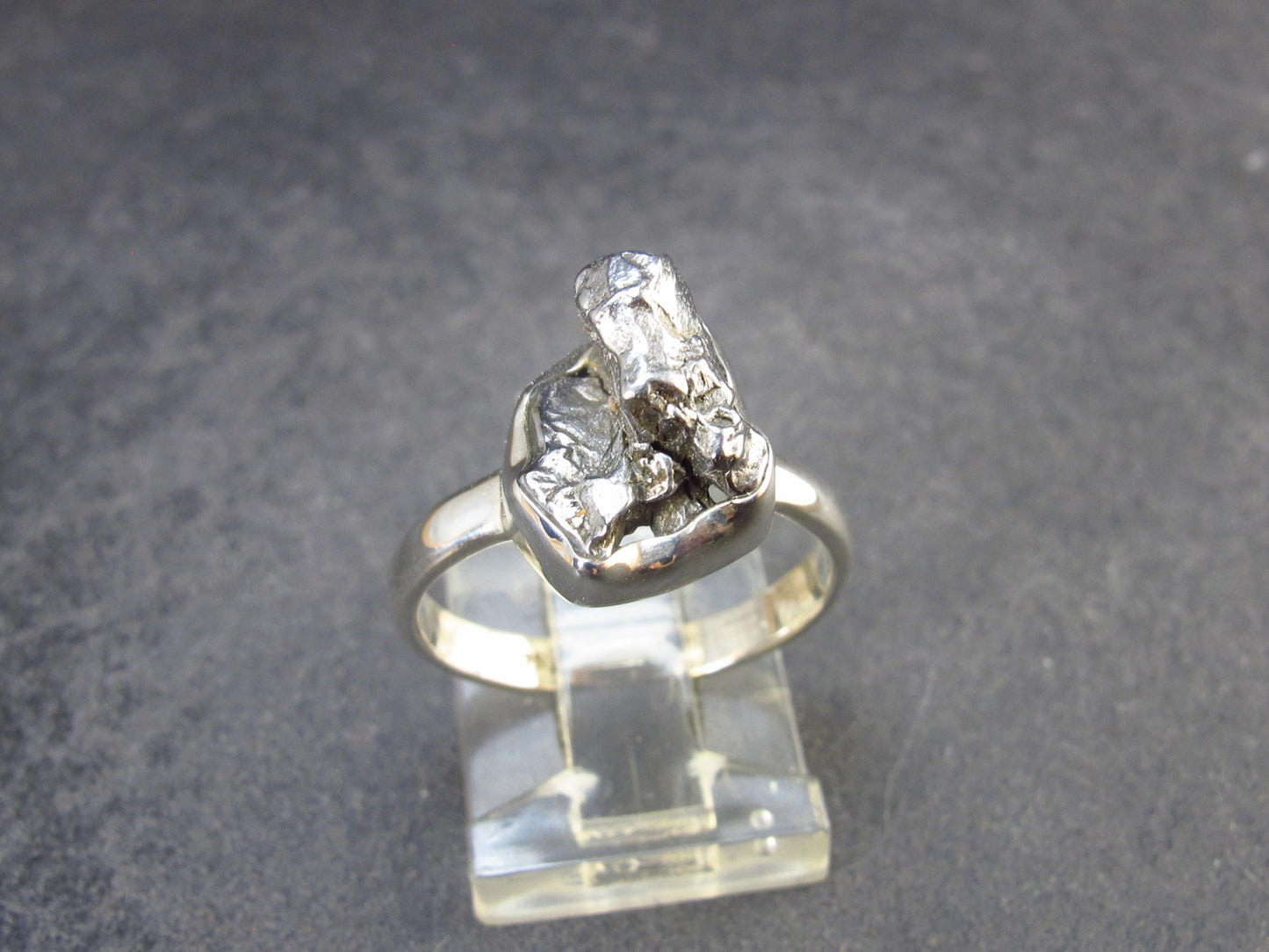Large Meteorite Campo Del Cielo Sterling Silver Ring from Argentina - 3.98 Grams - Size 7