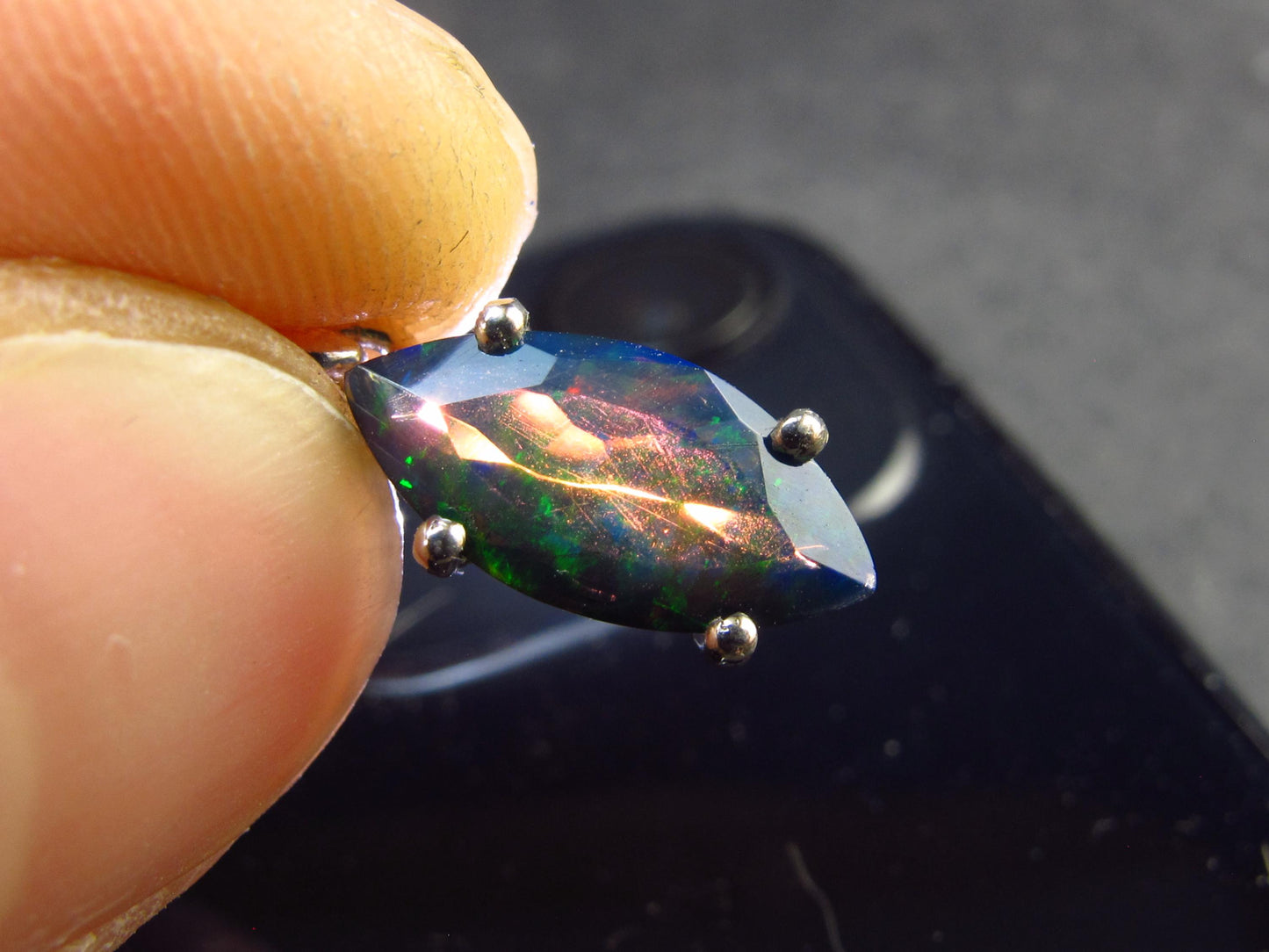 Rare Black Opal Sterling Silver Pendant from Australia - 0.7" - 1.04 Grams