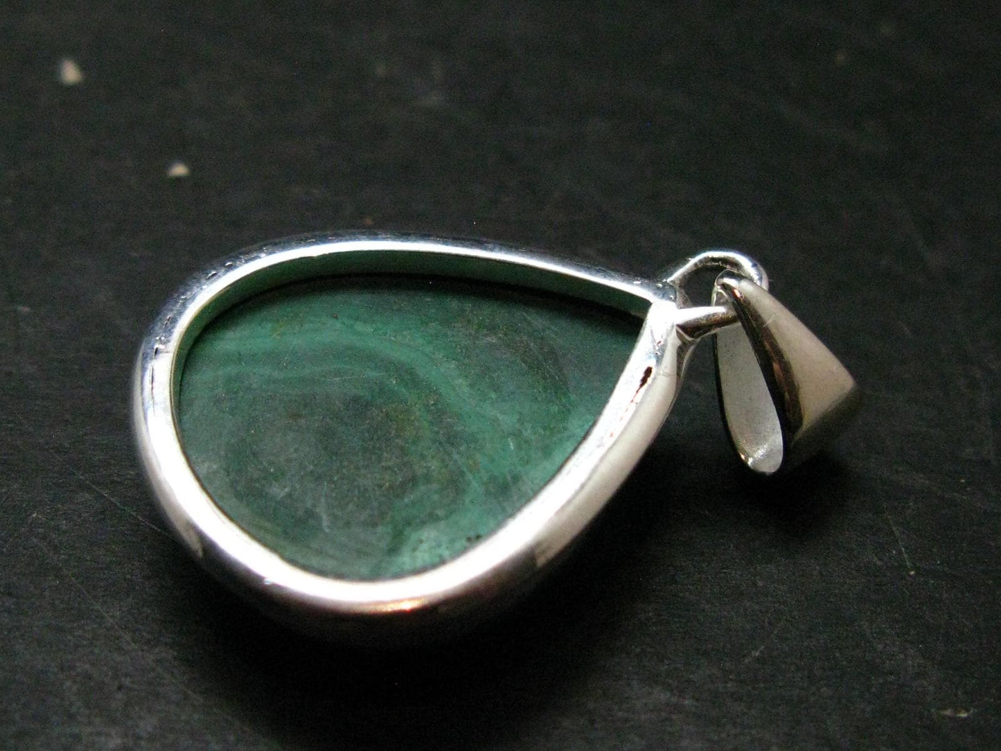 Malachite And Chrysocola Silver Plated Pendant from Congo - 1.4" - 8.0 Grams
