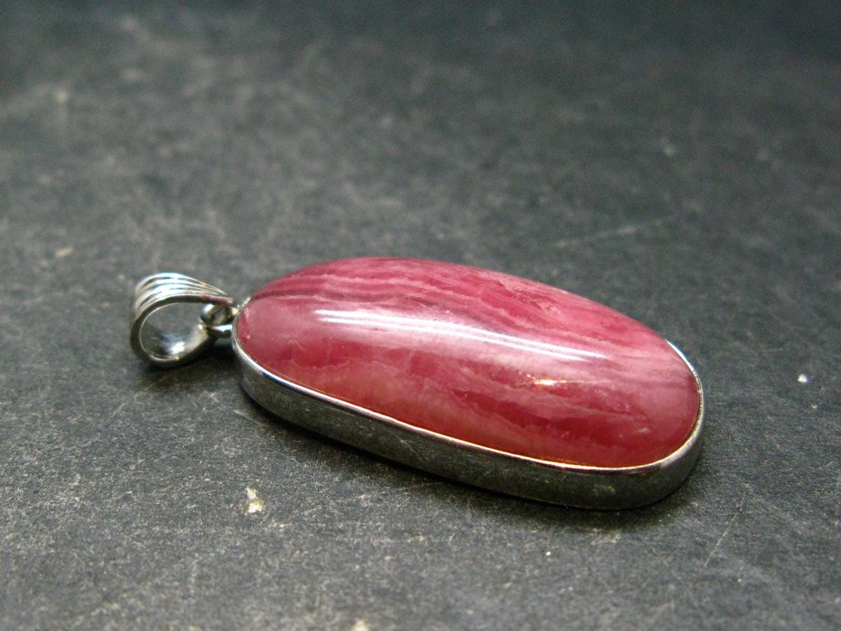 Rare Rhodochrosite Sterling Silver Pendant From Argentina - 1.5" - 8.78 Grams