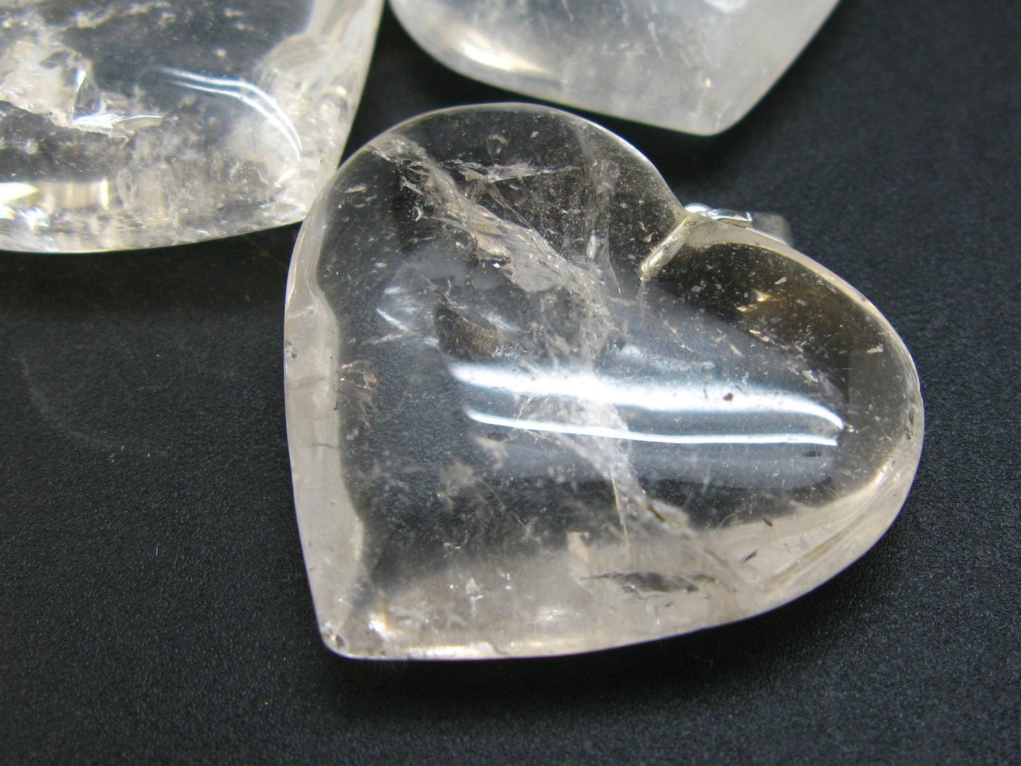 Set of 3 Natural Clear Quartz Crystal Heart Shaped Pendant From Brazil